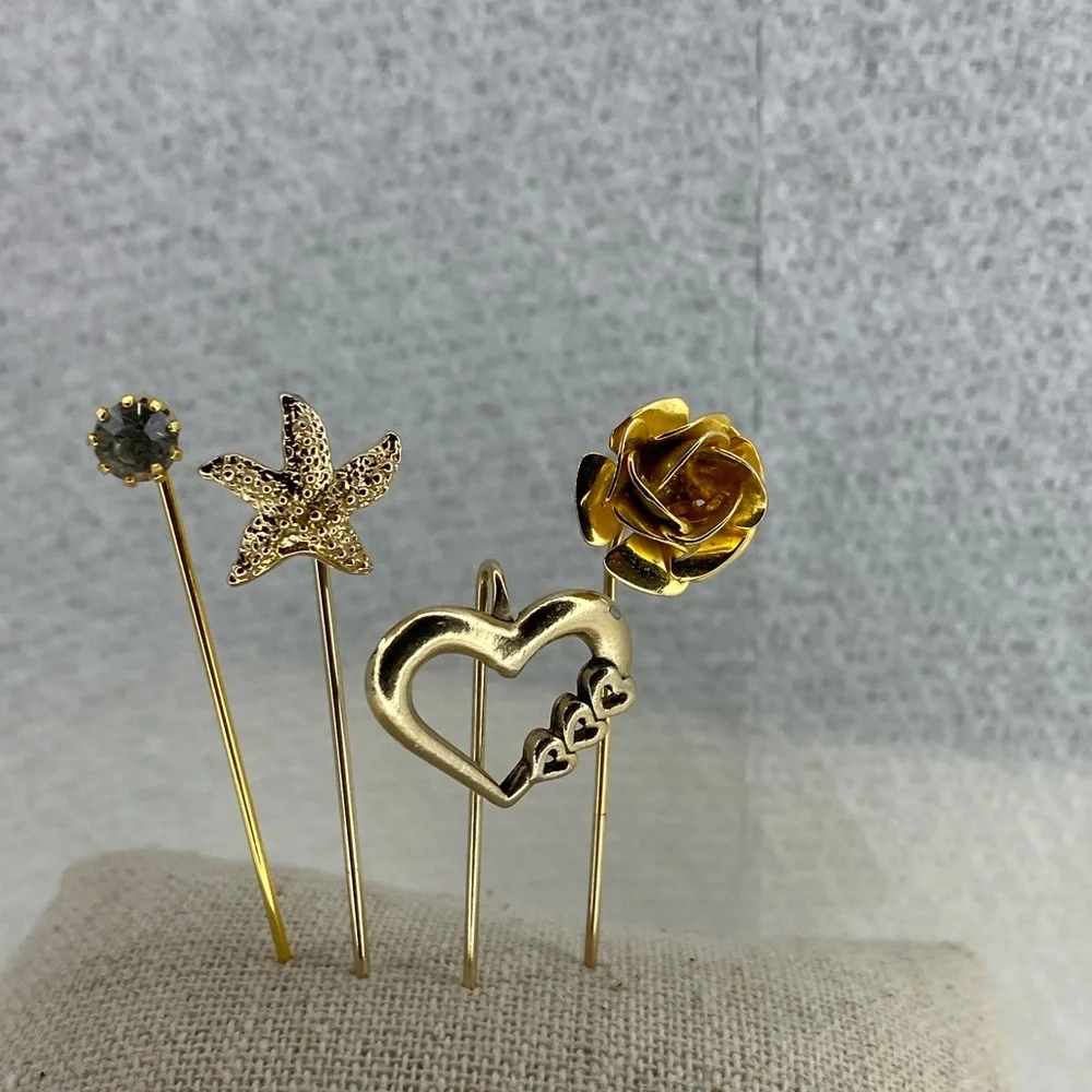 12k Gold Filled - 4pcs Elegant Gold Decorative Pins Set - Picture 2 of 5